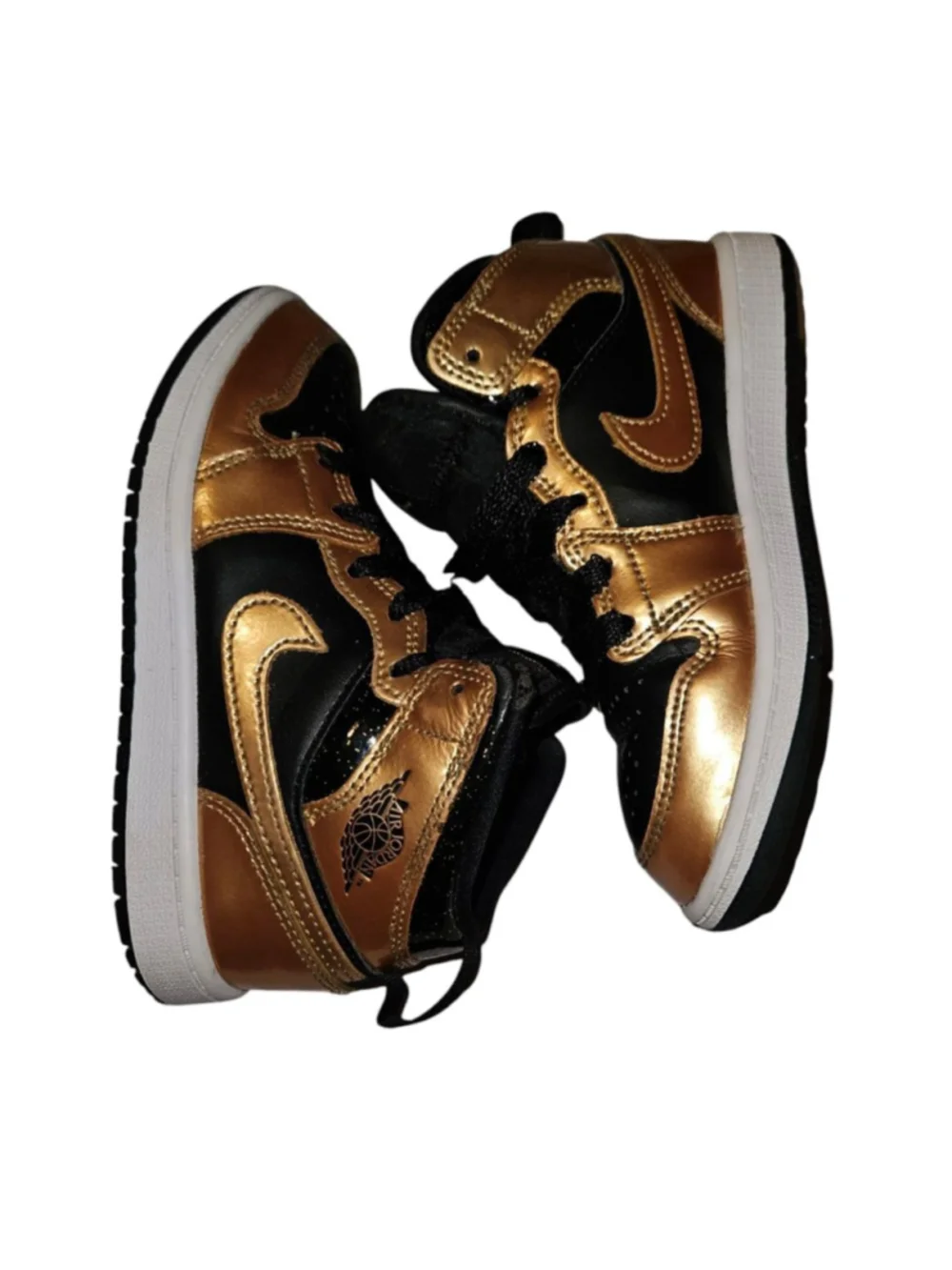 Nike Air Jordan 1 Mid SE Black/Metallic Gold-White PS Size 13c DR6968-071